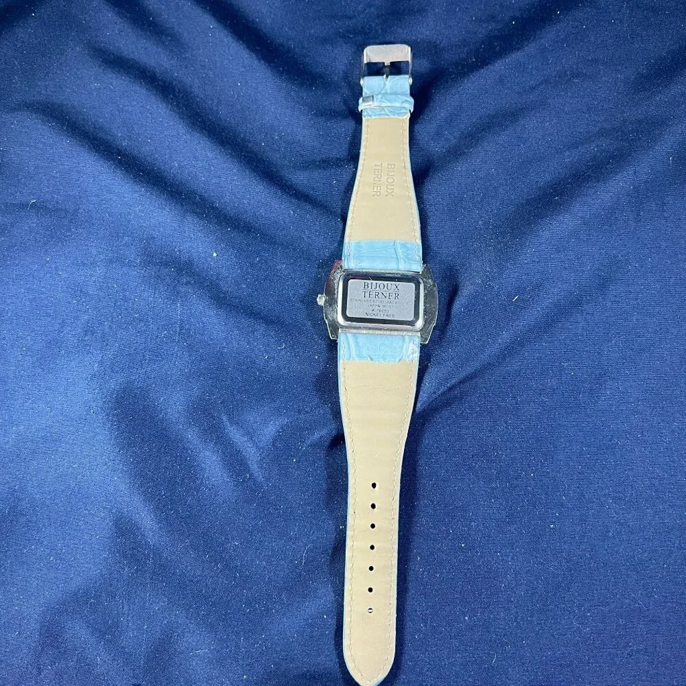 Bijoux Terner Womens Quartz Watch With Light Blue Croc-Embossed Band & Rhineston - Picture 3 of 4